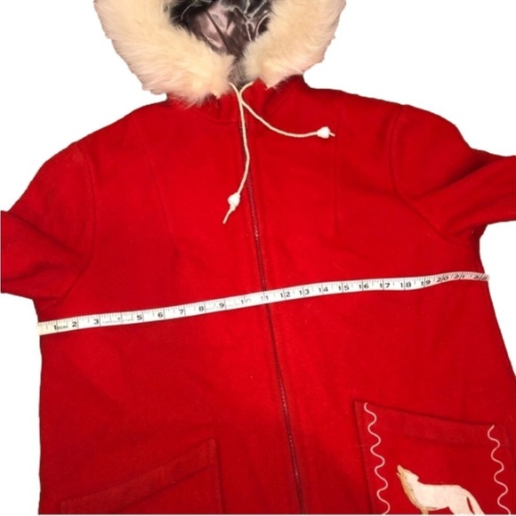 VTG Kelsey Trail Inuvik Red Virgin Wool Coat w Embroiderd Outer Shell Sz 19 / XL - Picture 13 of 13
